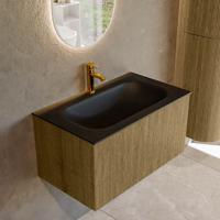 Badmeubel Mondiaz Kurve | 80 cm cm | Meubelkleur Dusk | Wastafelkleur Urban | Solid surface | Wasbak midden spoelbak | 1 kraangat