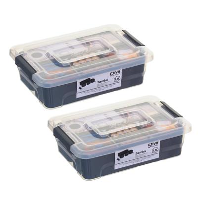 5Five Opslag sorteerbox - 2x - 4 vakjes indeling - 22 x 15 x 7 cm - kunststof - opbergdoos