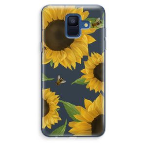 Sunflower and bees: Samsung Galaxy A6 (2018) Transparant Hoesje