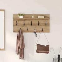 Wandgemonteerde kapstok artisanaal eikenkleurig 80 x 40 x 12 cm