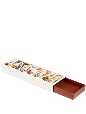 Fornasetti boîte Piccole Pipe en bois à imprimé graphique - Blanc