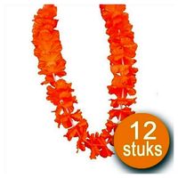Oranje Versiering 12 stuks Oranje Krans Hawaii XL - thumbnail