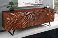Massief dressoir FLUID 175cm Walnoot-Bruin Acaciahout 3D Design Skid Base - 45593