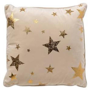 STARS - Sierkussen 45x45 cm - velvet met gouden sterren - Whisper Whit