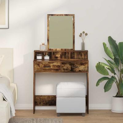 Kaptafel met lade Gerookt eiken 79 x 41 x 140 cm Bewerkt hout