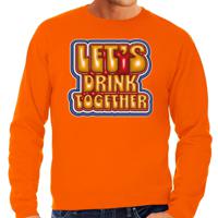 Bellatio Decorations Koningsdag sweater heren - let's drink together - oranje - oranje feestkleding 2XL  - - thumbnail