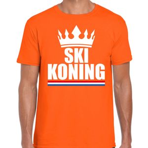 Ski koning apres ski t-shirt oranje heren - Sport / hobby shirts