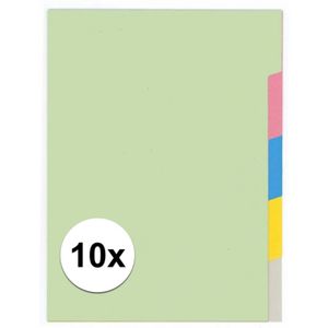 10x Gekleurde tabbladen A4 met 5 tabs
