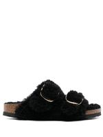 Birkenstock claquettes Arizona Big Buckle en peau lainée - Noir