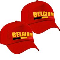 2x stuks Belgium supporter pet / cap Belgie rood volwassenen - thumbnail