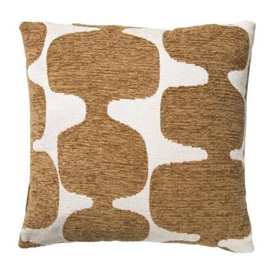 Kussen jacquard organisch - bruin/wit - 45x45 cm
