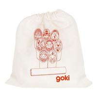 Goki houten viking spel dieren kubb in katoenen zak