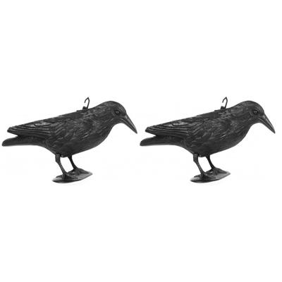 Vogelverschrikker/horror decoratie kraai/raaf - 4x - zwart - 36 cm - plastic