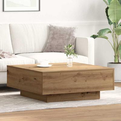 Salontafel artisanaal eikenkleurig 80 x 80 x 31 cm Bewerkt hout