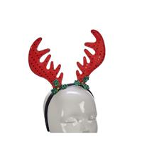 Rendier diadeem - gewei - rood met groen - Kerst haarband - kerstaccessoire - thumbnail