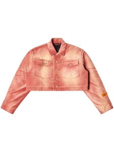 Heron Preston veste en jean crop à effet usé - Rouge