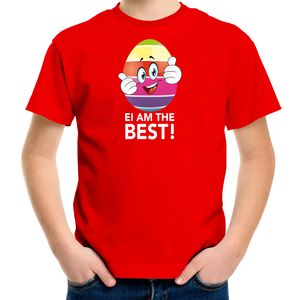 Vrolijk Paasei ei am the best t-shirt rood voor kinderen - Paas kleding / outfit