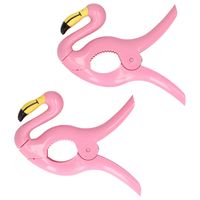 Handdoekklem/handdoek knijpers - flamingo - 2x - kunststof - thumbnail