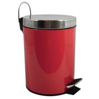 MSV Prullenbak/pedaalemmer - metaal - rood - 5L - 20 x 28 cm - Badkamer/toilet   - - thumbnail