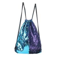 Zeemeermin glinsterende Sequin koord sport rugzak Schoudertas (blauw paars)