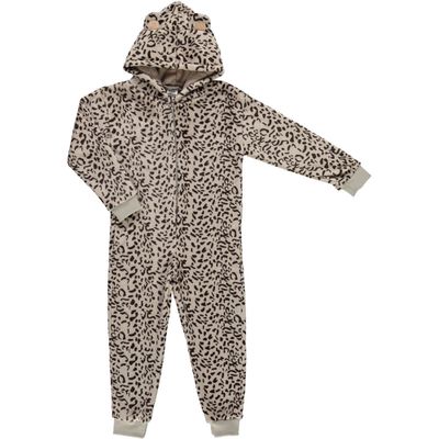 Zachte luipaard/cheetah print onesie voor dames wit maat S/M