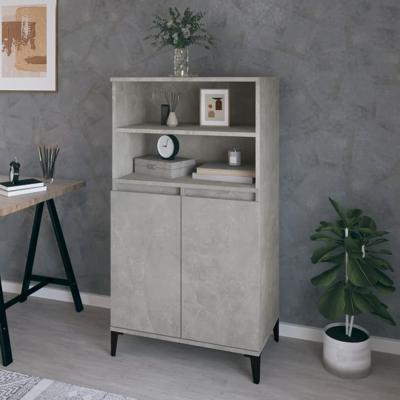 Hoge kast 60x36x110 cm bewerkt hout betongrijs