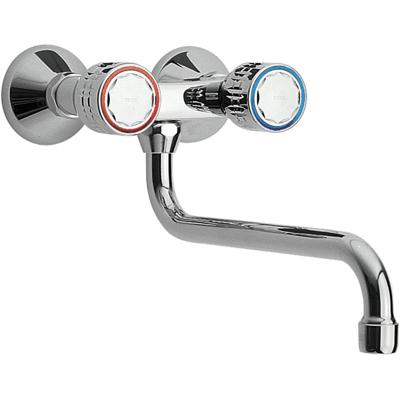 Keukenkraan Tres ESE-23 | Wandmontage | 360° Draaibaar | Mengkraan | 2-knops | Rond | Chroom