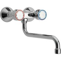 Keukenkraan Tres ESE-23 | Wandmontage | 360° Draaibaar | Mengkraan | 2-knops | Rond | Chroom