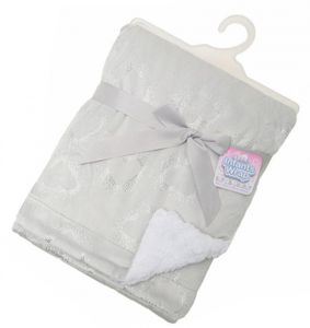 Soft Touch dekentje hartjes 75 x 100 cm polyester/sherpa grijs