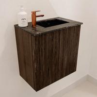Toiletmeubel Mondiaz Joya Dlux | 40 cm | Meubelkleur Walnut | Faye wastafel Lava Wasbak Rechts | 1 kraangat