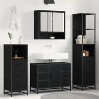 Badkamermeubelset met lade 4 pcs Zwart eiken 80 x 33 x 60 cm