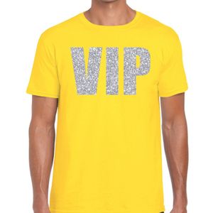 VIP zilver glitter tekst t-shirt geel heren