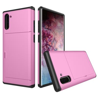 Schokbestendig robuuste Armor beschermende case met kaartsleuf voor Galaxy Note 10 (roze)