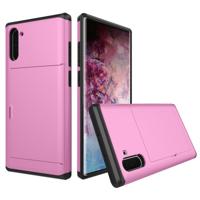 Schokbestendig robuuste Armor beschermende case met kaartsleuf voor Galaxy Note 10 (roze)