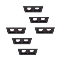 HOFTRONIC™ Set van 6 Fresno Dubbele Inbouwspot - Rechthoek - 2x GU10 - RGBWW 16,5 miljoen kleuren - 11 Watt 690 lumen - Kantelbaar - IP20 stofdicht- Zwart - Met kabelconnectoren HOFTRONIC™ Set van 6 Fresno Dubbele Inbouwspot - Rechthoek - 2x GU10 - RGBWW 16,5 miljoen kleuren - 11 Watt 690 lumen - Kantelbaar - IP20 stofdicht- Zwart - Met kabelconnectoren