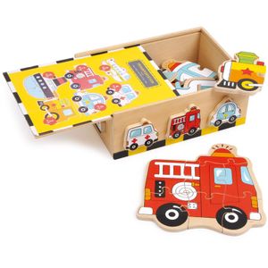 voertuigen puzzelbox, 2+3+4+5+6+7 stukjes