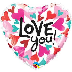 Folieballon Hartjes &apos;Love You!&apos; - 45cm