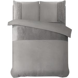 Crosstra Velvet Dekbedovertrek Grijs/Zand-Lits-jumeaux (240 x 200/220 cm)