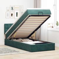 Ottoman bed met matras 90x200cm fluweel donkergroen