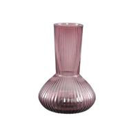 PTMD Anouk Purple solid glass vase ribbed round low - thumbnail