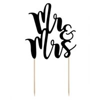 Bruidstaart decoratie topper Mr & Mrs zwart 25 cm - thumbnail