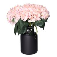 Kunstbloemen boeket Hortensia tak - 8x - roze - 48 cm - Kunst zijdebloemen - hydrangea