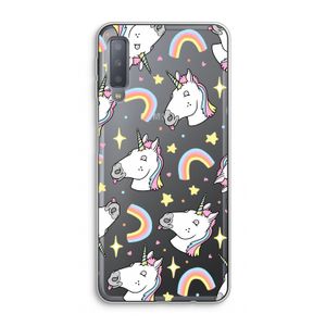 Rainbow Unicorn: Samsung Galaxy A7 (2018) Transparant Hoesje