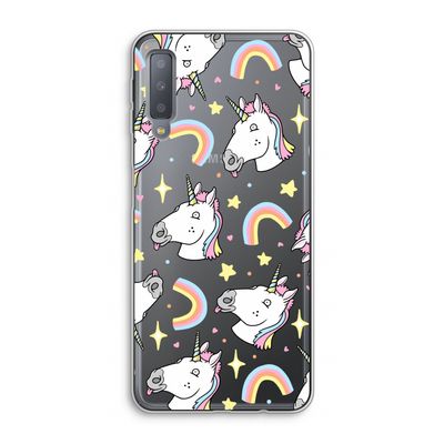 Rainbow Unicorn: Samsung Galaxy A7 (2018) Transparant Hoesje