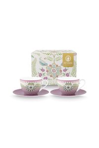 Pip Studio Lily & Lotus Set/2 Cappuccino Kop & Schotel Lila