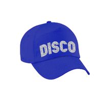 Disco verkleed pet/cap voor volwassenen - zilver glitter - unisex - blauw