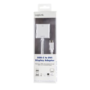 LogiLink UA0245A USB / DVI Adapter [1x USB 3.2 Gen 2 stekker C (USB 3.1) - 1x DVI-bus 24+5-polig] Wit 14.00 cm