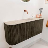 Toiletmeubel Mondiaz Joya Dlux | 103.2 cm | Meubelkleur Shadow | Faye wastafel Frappe Wasbak Midden | Zonder kraangat(en)