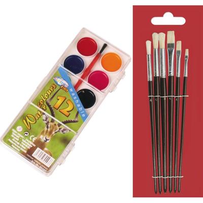 Schilderen waterverf set met 7 kwasten voor kinderen - 12 kleuren verf - Schmink waterverf Schilderen waterverf set met 7 kwasten voor kinderen - 12 kleuren verf - Schmink waterverf