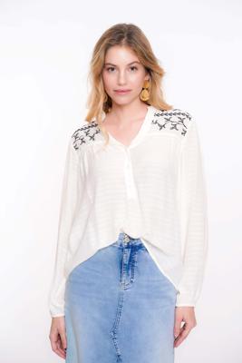 Geisha Blouse Embroidery 53066-14 Blouse 10 Off-white/black